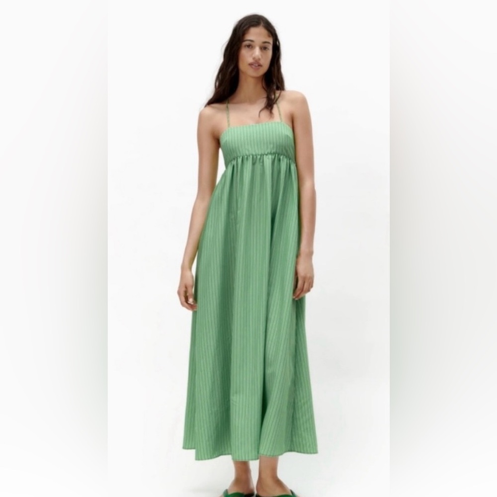Zara Green Pinstripe Maxi Dress